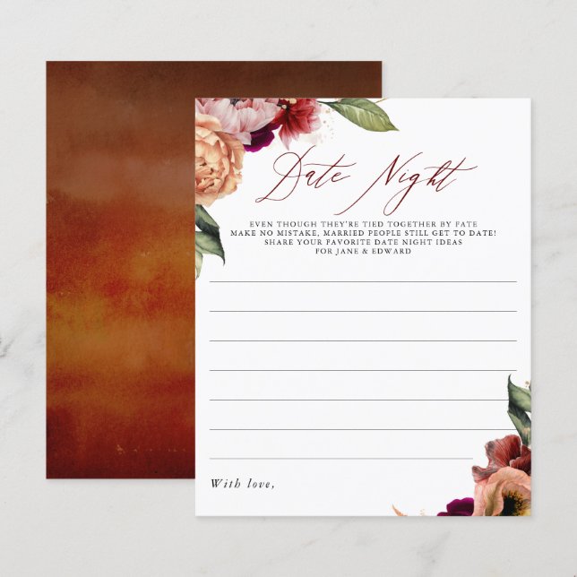 Lámina Ideas florales borgoñonas y rojas y Naranjas de ci (Anverso / Reverso)