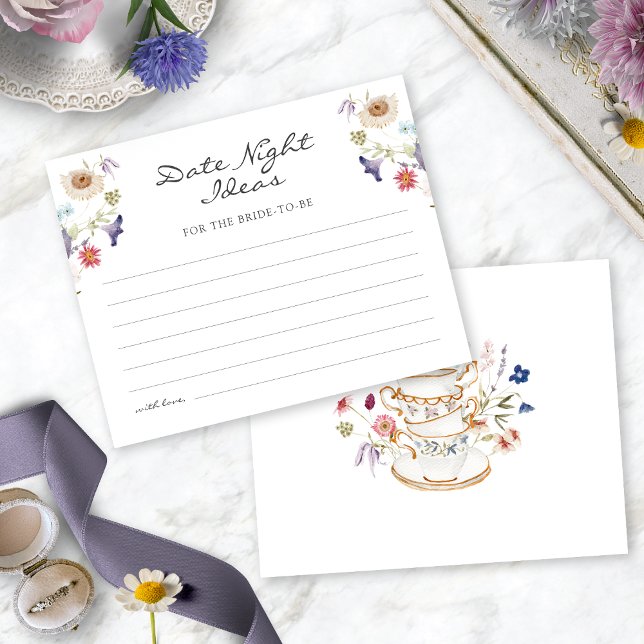 Lámina Ideas para una Noche de Té (Floral Tea Party Date Night Ideas by Painted Paperie
)