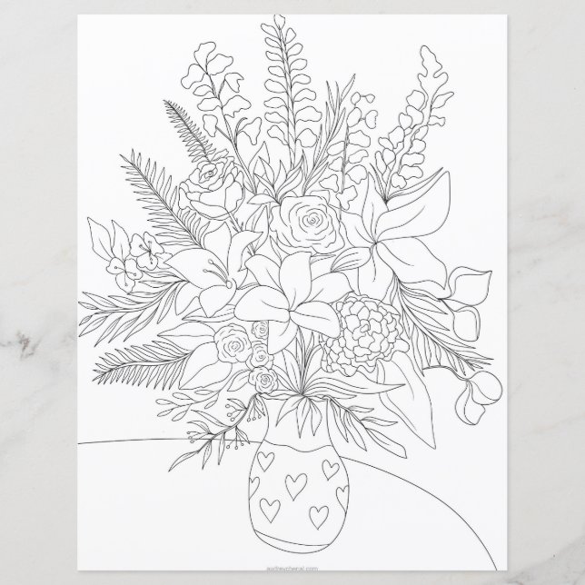 Lámina Ilustracion de flores de color blanco negro (Anverso)