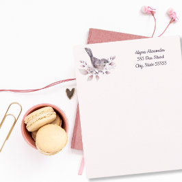 Lámina Ilustracion de pájaro color agua Rubor rosa person