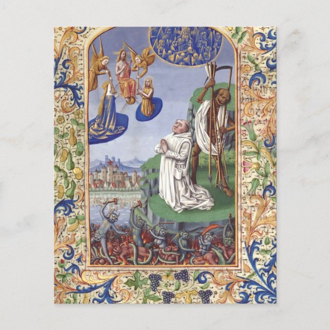 Lámina Ilustración medieval de San Bernardo de Clairvaux (Anverso)