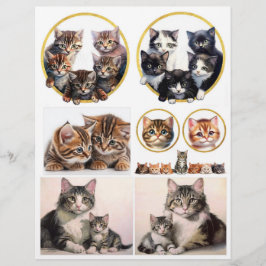 Lámina Ilustraciones de gatos de bonito inspirados en H. 