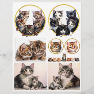 Lámina Ilustraciones de gatos de bonito inspirados en H. 