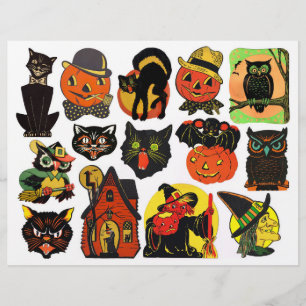 Lámina Ilustraciones de Halloween de época genuinos (no d