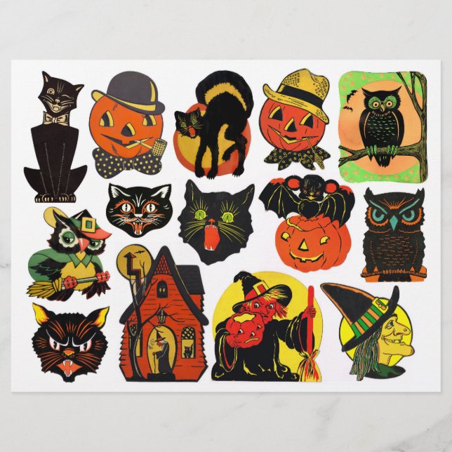 Lámina Ilustraciones de Halloween de época genuinos (no d (Anverso)