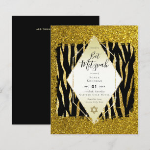 Lámina Impresión animal de Glam BAT MITZVAH Girly GOLD Pu