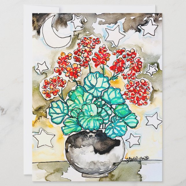 Lámina Impresión artística, flores en maceta (Anverso)