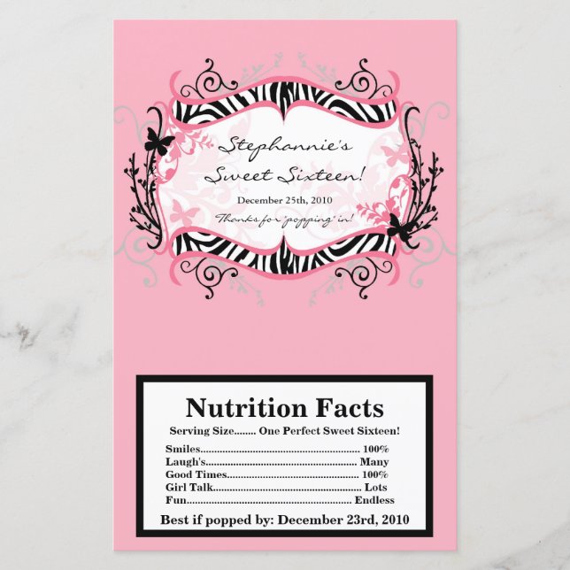 Lámina Impresión de cebra con mariposa de envolvimiento d (Anverso)