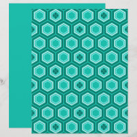 Impresión de Kimono Hexagonal, Verde azulada, Aqua