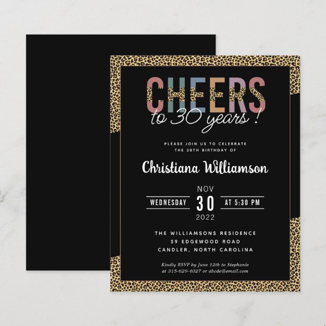 Lámina Impresión de leopardo Fiesta de Budget Modern 30th (Anverso / Reverso)