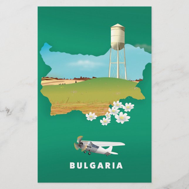 Lámina impresión de viaje mapa de Bulgaria (Anverso)