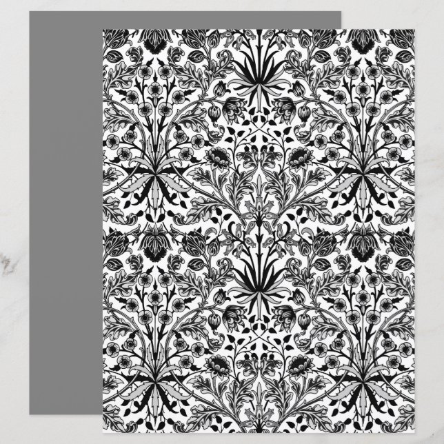 Lámina Impresión de William Morris Hyacinth, negro, blanc (Anverso / Reverso)