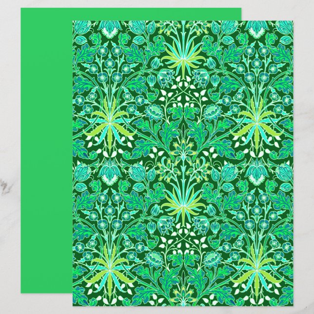 Lámina Impresión de William Morris Hyacinth, verde esmera (Anverso / Reverso)