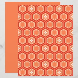 Lámina Impresión Hexagonal Kimono, Naranja mandarín