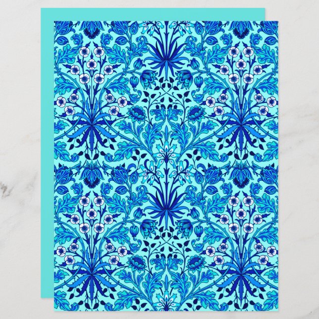 Lámina Impresión hidráulica William Morris, Aqua y Turquo (Anverso / Reverso)