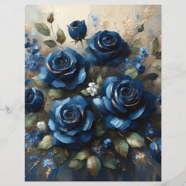 Lámina Impresionante libro de cuaderno de Rosas azules de (Anverso)