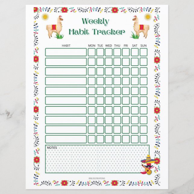 Lámina Imprimible por hábito semanal - Edición Lama (Anverso)