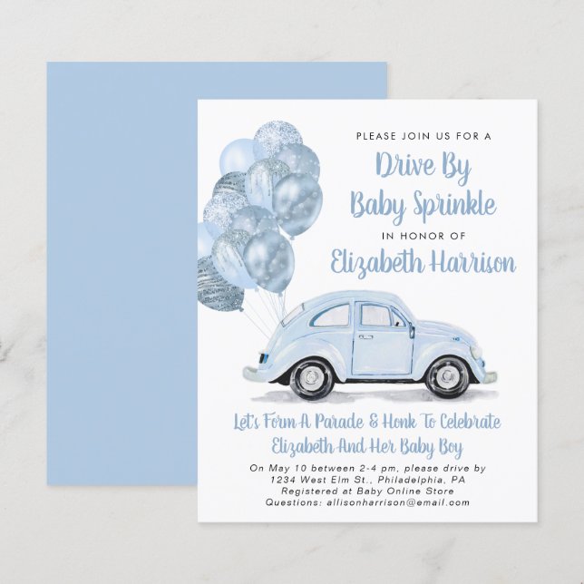 Lámina Impulso de auto azul presupuestado por invitación  (Anverso / Reverso)