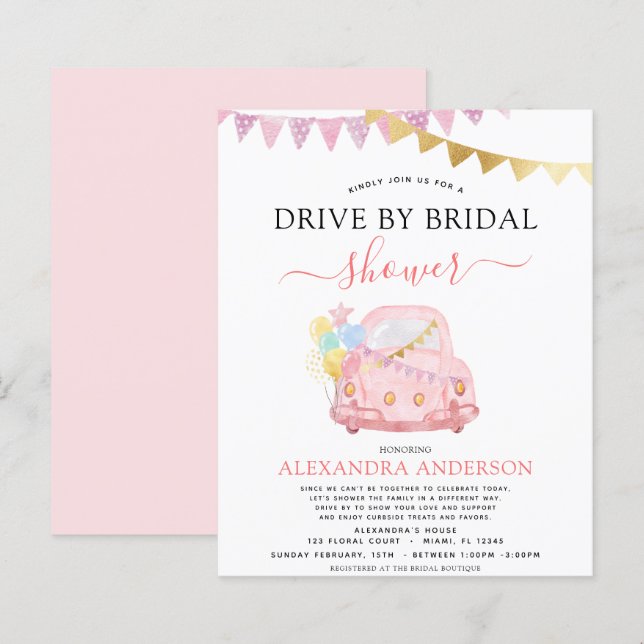 Lámina Impulso Presupuestario De Bridal Shower Rubor Pink (Anverso / Reverso)