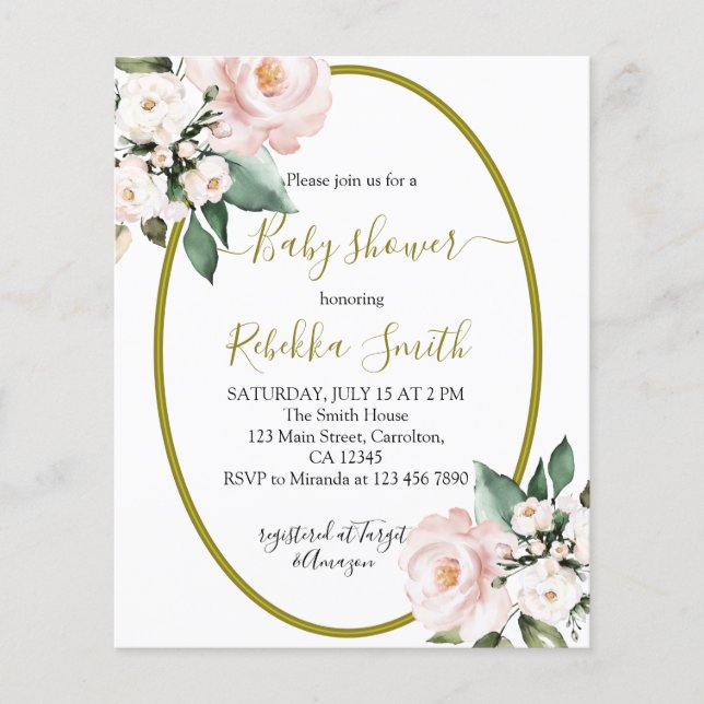 Lámina Incentivación de Baby Shower rosa de Rubor de pres (Anverso)