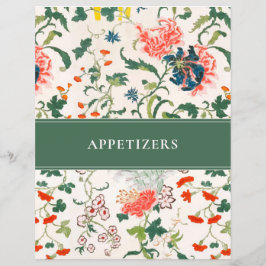 Lámina Índice de receta de aperitivo | Floral elegante |