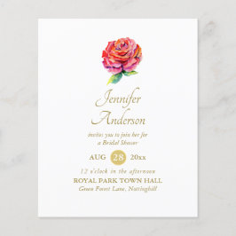 Lámina Indulgente Red Rose Watercolor Gold Briower