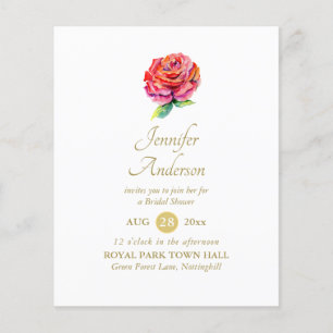 Lámina Indulgente Red Rose Watercolor Gold Briower