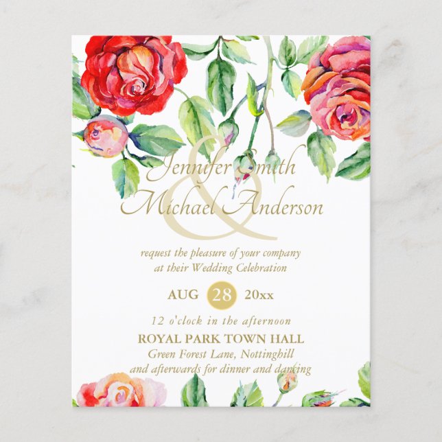 Lámina Indulgente Roses Rojos Acuarela Ampersand Gold (Anverso)