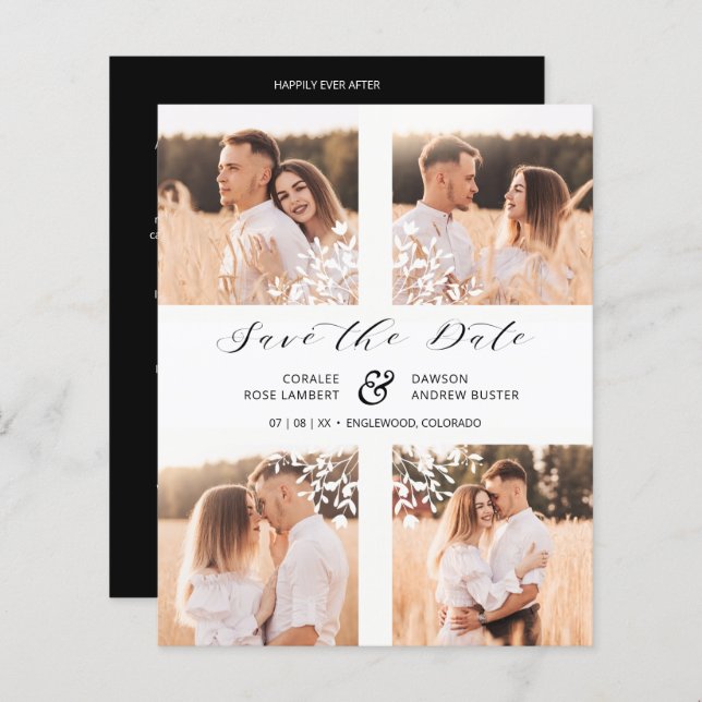 Lámina Inexpensive 4 Photos Collage Minimalist Branches (Anverso / Reverso)