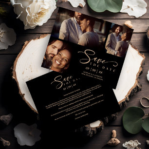 Lámina Inexpensive Black Trendy Collage Wedding 3 Photos