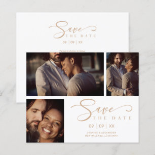 Lámina Inexpensive White Trendy Collage Wedding 3 Photos