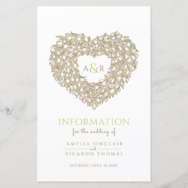 Lámina Información de invitado de cream tulip heart boda