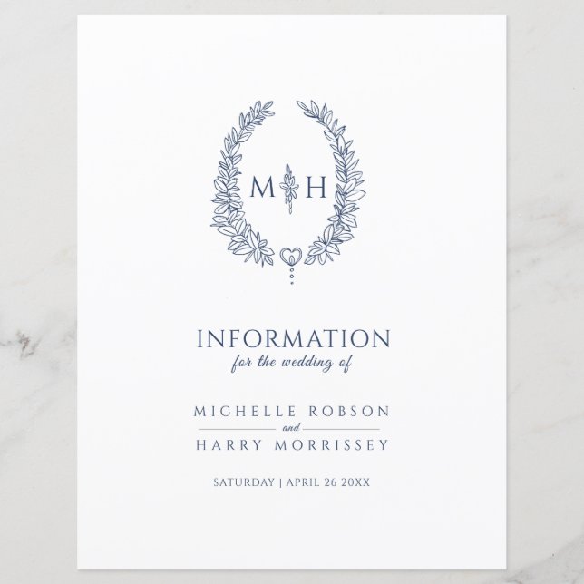 Lámina Información de invitado del boda de la guirnalda a (Anverso)