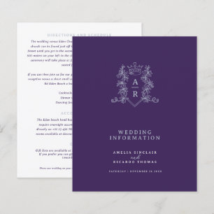 Lámina Información de invitado del boda del monograma de 