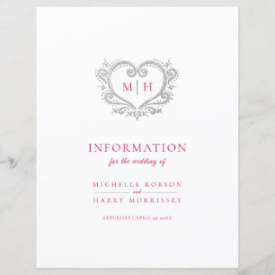 Lámina Información de invitado sobre bodas de monograma d