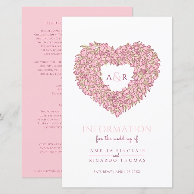 Lámina Información de invitado sobre bodas de tulipanes r (Anverso / Reverso)