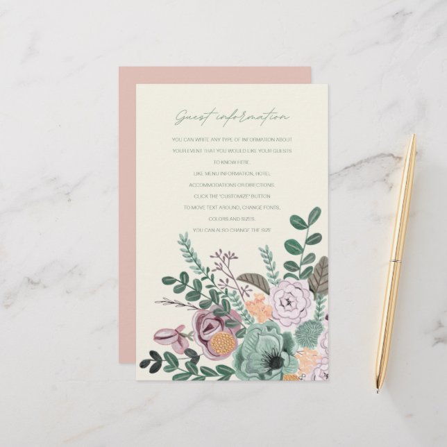 Lámina Información de invitado sobre las flores verdes y  (Anverso/Reverso In Situ)