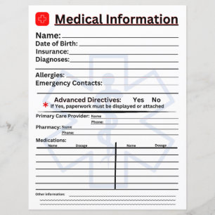 Lámina Información médica Refrigerador de emergencia