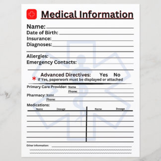 Lámina Información médica Refrigerador de emergencia