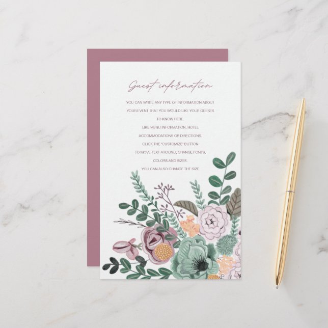 Lámina Información para invitados de flores pintadas romá (Anverso/Reverso In Situ)