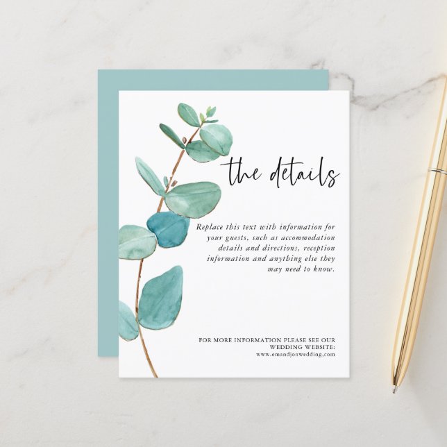 Lámina Información sobre el Boda del eucalipto azul presu (Anverso/Reverso In Situ)