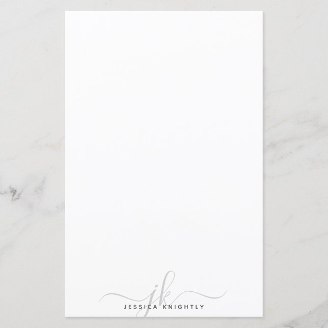 Lámina Iniciales de monograma gris moderno de diseño míni (Anverso)