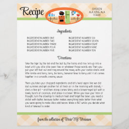 Lámina Inser de la receta de la cocina retro de gingham p