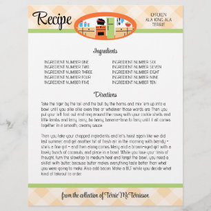 Lámina Inser de la receta de la cocina retro de gingham p