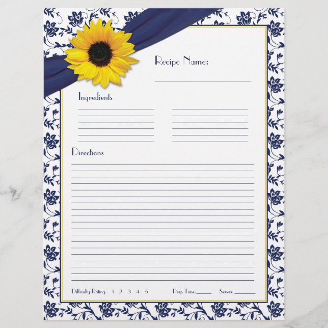 Lámina Inserción de la receta del ligador floral azul de  (Anverso)