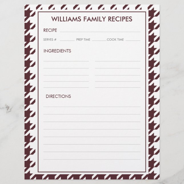 Lámina Inserción de receta de nombre de familia de pied d (Anverso)