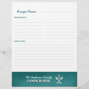 Lámina Inserción del cuaderno del libro de cocina de la f