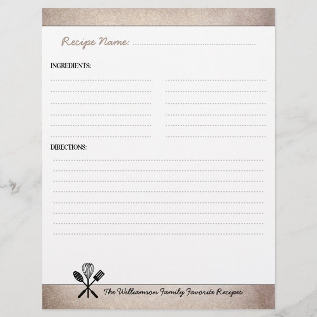 Lámina Inserción del enlace de receta del libro de cocina (Anverso)