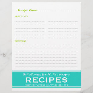 Lámina Insertar de ligador personalizado de recetas de fa