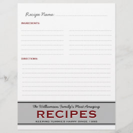 Lámina Insertar de ligador personalizado de recetas de fa